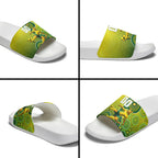 Personalized Australian Soccer Kangaroo Slide Sandals Aboriginal Dot Pattern Green Gold Football Player