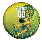 Personalized Australian Soccer Kangaroo Spare Tire Cover Aboriginal Dot Pattern Green Gold Football Player