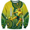Personalized Australian Soccer Kangaroo Sweatshirt Aboriginal Dot Pattern Green Gold Football Player