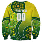 Personalized Australian Soccer Kangaroo Sweatshirt Aboriginal Dot Pattern Green Gold Football Player