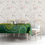 Personalized Australian Soccer Kangaroo Tablecloth Aboriginal Dot Pattern Green Gold Football Player