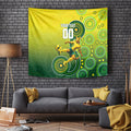 Personalized Australian Soccer Kangaroo Tapestry Aboriginal Dot Pattern Green Gold Football Player