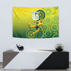 Personalized Australian Soccer Kangaroo Tapestry Aboriginal Dot Pattern Green Gold Football Player