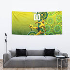 Personalized Australian Soccer Kangaroo Tapestry Aboriginal Dot Pattern Green Gold Football Player