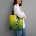Personalized Australian Soccer Kangaroo Tote Bag Aboriginal Dot Pattern Green Gold Football Player