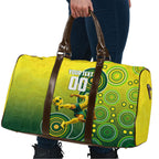 Personalized Australian Soccer Kangaroo Travel Bag Aboriginal Dot Pattern Green Gold Football Player