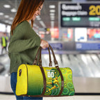 Personalized Australian Soccer Kangaroo Travel Bag Aboriginal Dot Pattern Green Gold Football Player