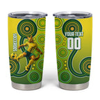 Personalized Australian Soccer Kangaroo Tumbler Cup Aboriginal Dot Pattern Green Gold Football Player