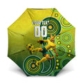 Personalized Australian Soccer Kangaroo Umbrella Aboriginal Dot Pattern Green Gold Football Player