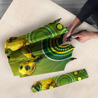 Personalized Australian Soccer Kangaroo Umbrella Aboriginal Dot Pattern Green Gold Football Player