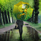Personalized Australian Soccer Kangaroo Umbrella Aboriginal Dot Pattern Green Gold Football Player