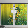 Personalized Australian Soccer Kangaroo Window Curtain Aboriginal Dot Pattern Green Gold Football Player