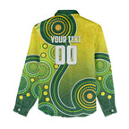 Personalized Australian Soccer Kangaroo Women Casual Shirt Aboriginal Dot Pattern Green Gold Football Player