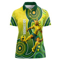 Personalized Australian Soccer Kangaroo Women Polo Shirt Aboriginal Dot Pattern Green Gold Football Player
