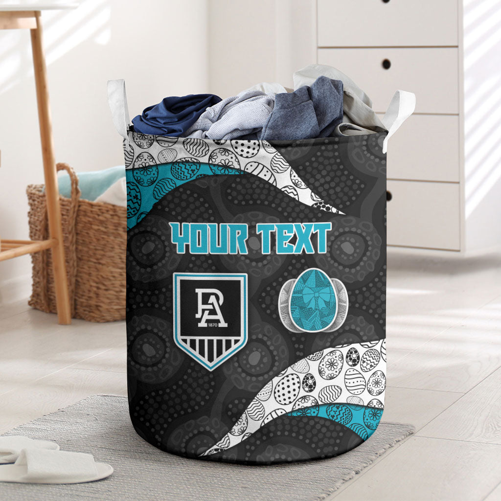 Personalized Power Football Laundry Basket Easter Egg Pattern Teal Monochrome Tribal Dot Style