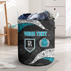 Personalized Power Football Laundry Basket Easter Egg Pattern Teal Monochrome Tribal Dot Style