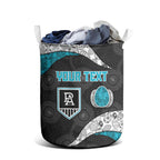 Personalized Power Football Laundry Basket Easter Egg Pattern Teal Monochrome Tribal Dot Style