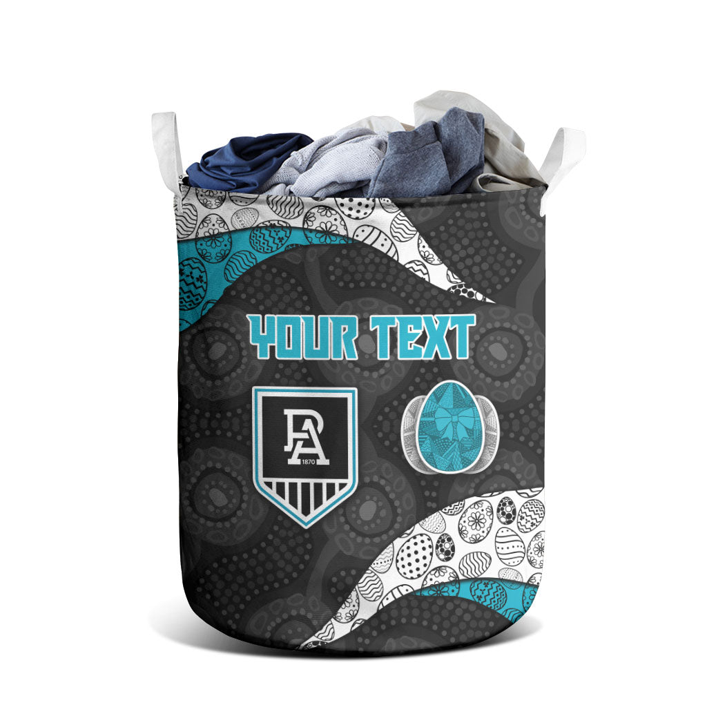 Personalized Power Football Laundry Basket Easter Egg Pattern Teal Monochrome Tribal Dot Style