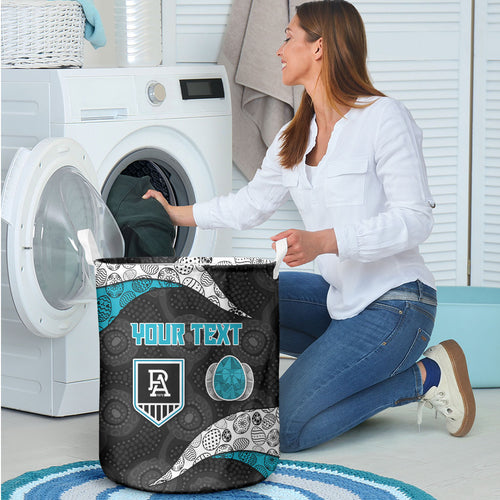 Personalized Power Football Laundry Basket Easter Egg Pattern Teal Monochrome Tribal Dot Style