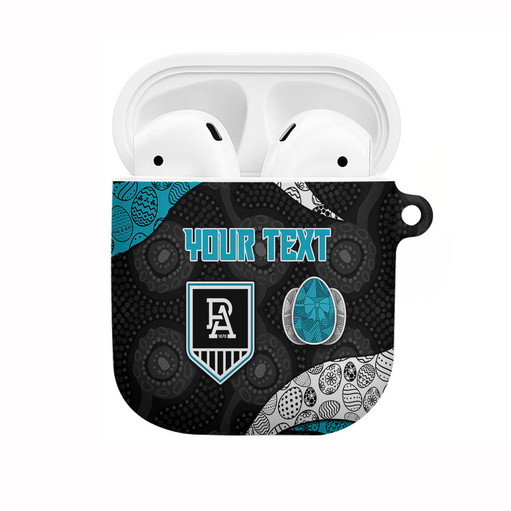 Personalized Power Football AirPods Case Easter Egg Pattern Teal Monochrome Tribal Dot Style
