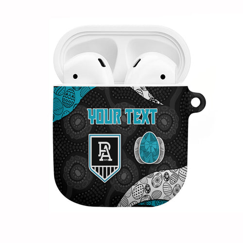 Personalized Power Football AirPods Case Easter Egg Pattern Teal Monochrome Tribal Dot Style