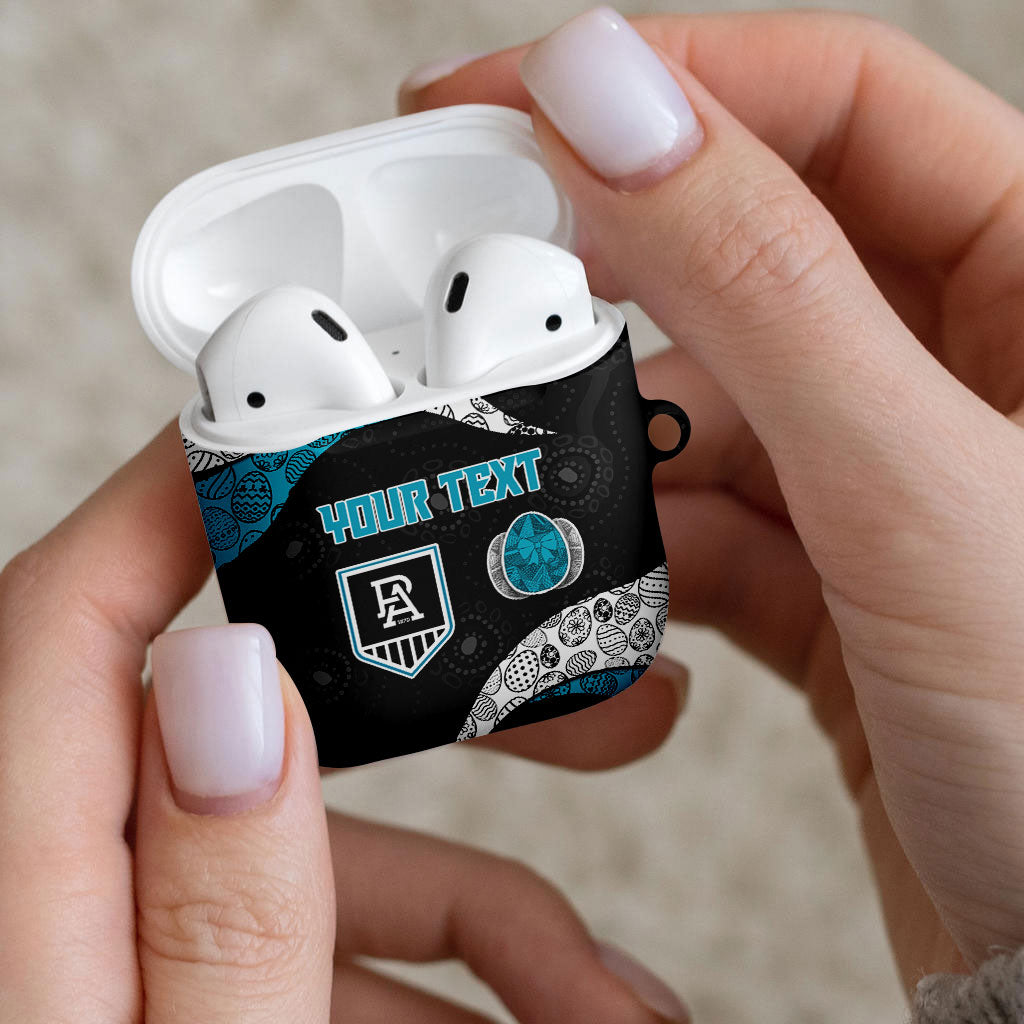 Personalized Power Football AirPods Case Easter Egg Pattern Teal Monochrome Tribal Dot Style
