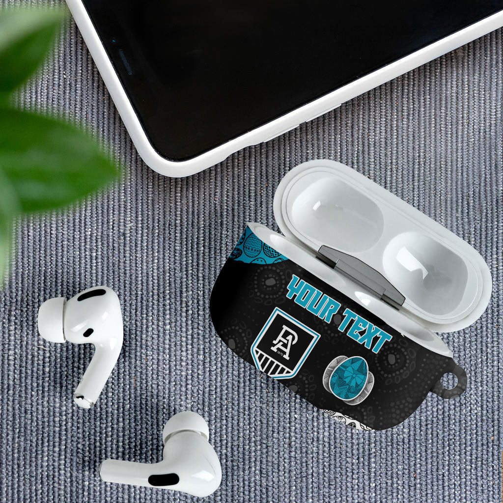 Personalized Power Football AirPods Case Easter Egg Pattern Teal Monochrome Tribal Dot Style