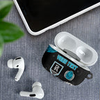 Personalized Power Football AirPods Case Easter Egg Pattern Teal Monochrome Tribal Dot Style