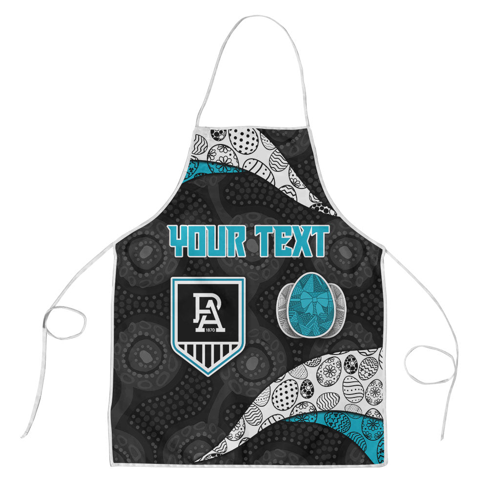 Personalized Power Football Apron Easter Egg Pattern Teal Monochrome Tribal Dot Style