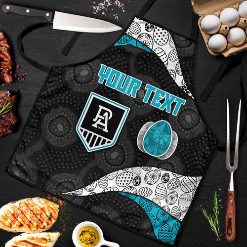 Personalized Power Football Apron Easter Egg Pattern Teal Monochrome Tribal Dot Style