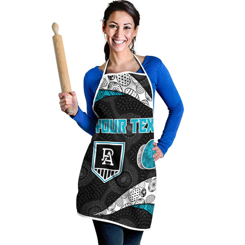 Personalized Power Football Apron Easter Egg Pattern Teal Monochrome Tribal Dot Style