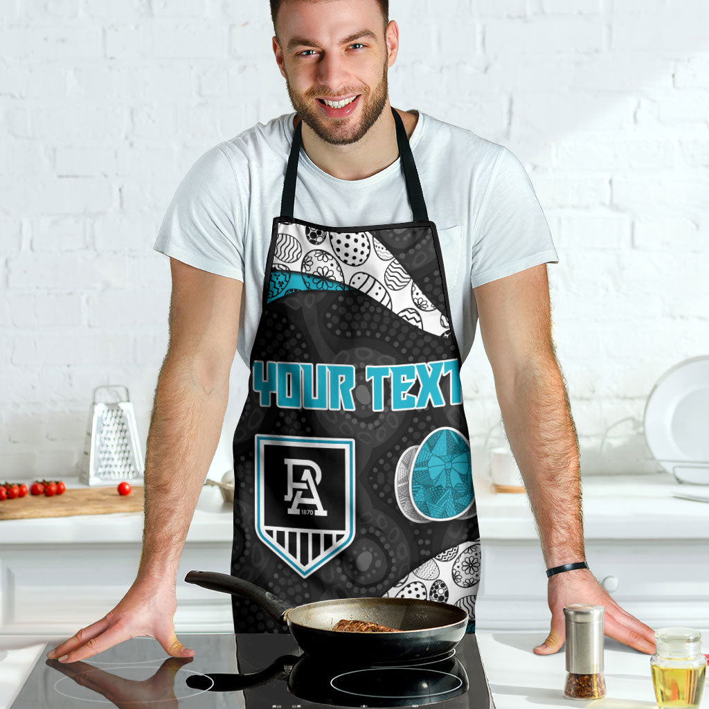 Personalized Power Football Apron Easter Egg Pattern Teal Monochrome Tribal Dot Style