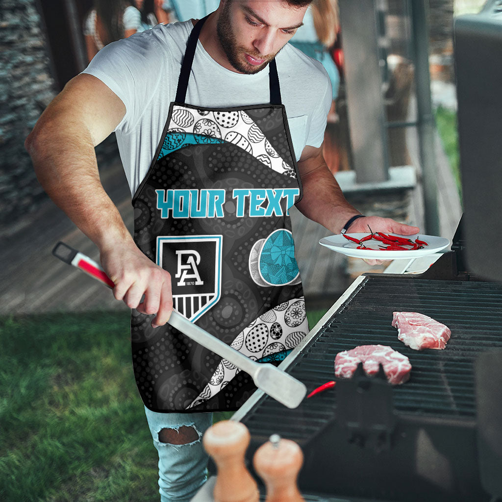 Personalized Power Football Apron Easter Egg Pattern Teal Monochrome Tribal Dot Style