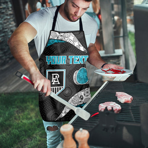 Personalized Power Football Apron Easter Egg Pattern Teal Monochrome Tribal Dot Style