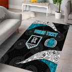 Personalized Power Football Area Rug Easter Egg Pattern Teal Monochrome Tribal Dot Style