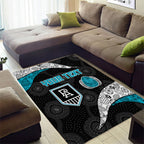 Personalized Power Football Area Rug Easter Egg Pattern Teal Monochrome Tribal Dot Style