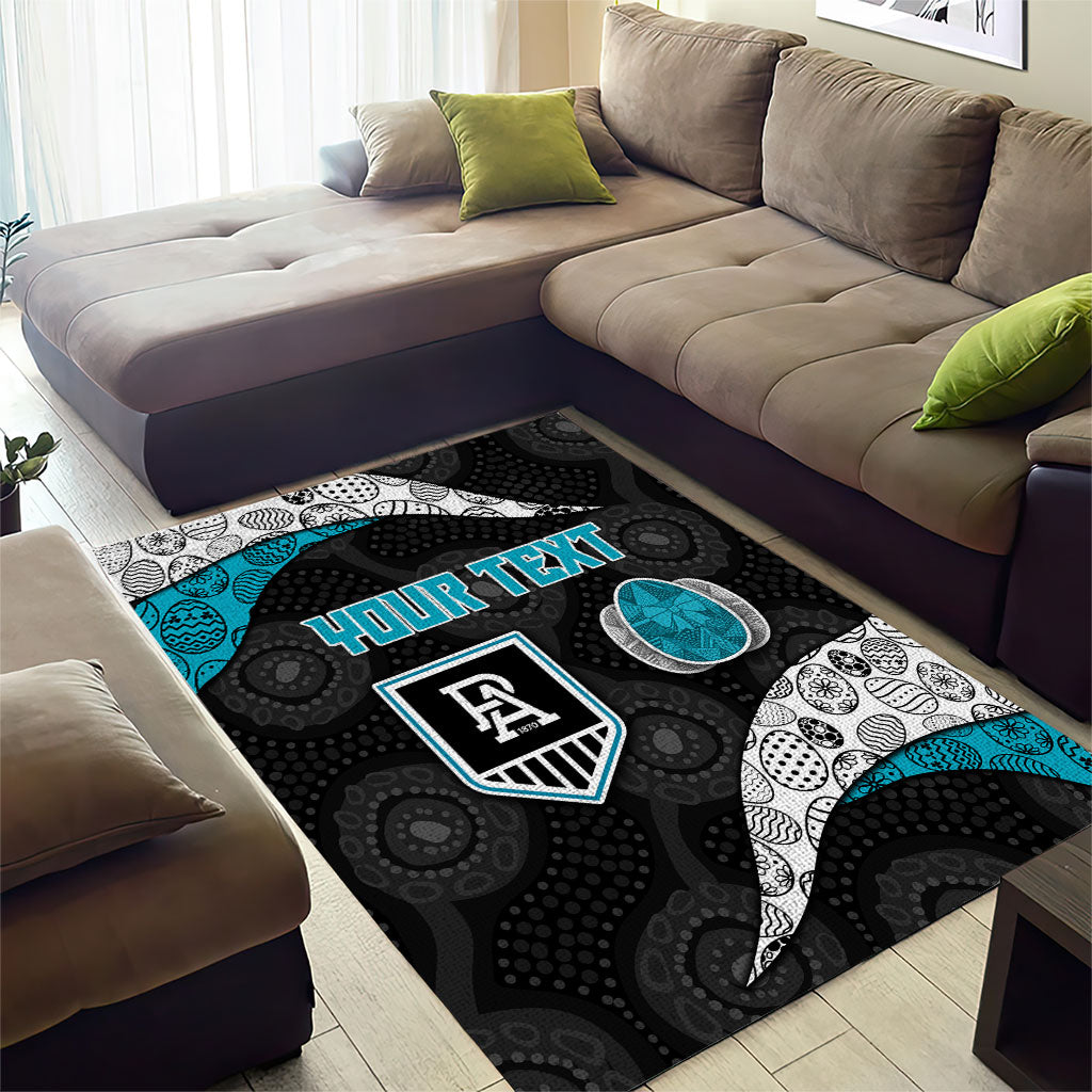 Personalized Power Football Area Rug Easter Egg Pattern Teal Monochrome Tribal Dot Style