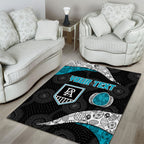 Personalized Power Football Area Rug Easter Egg Pattern Teal Monochrome Tribal Dot Style