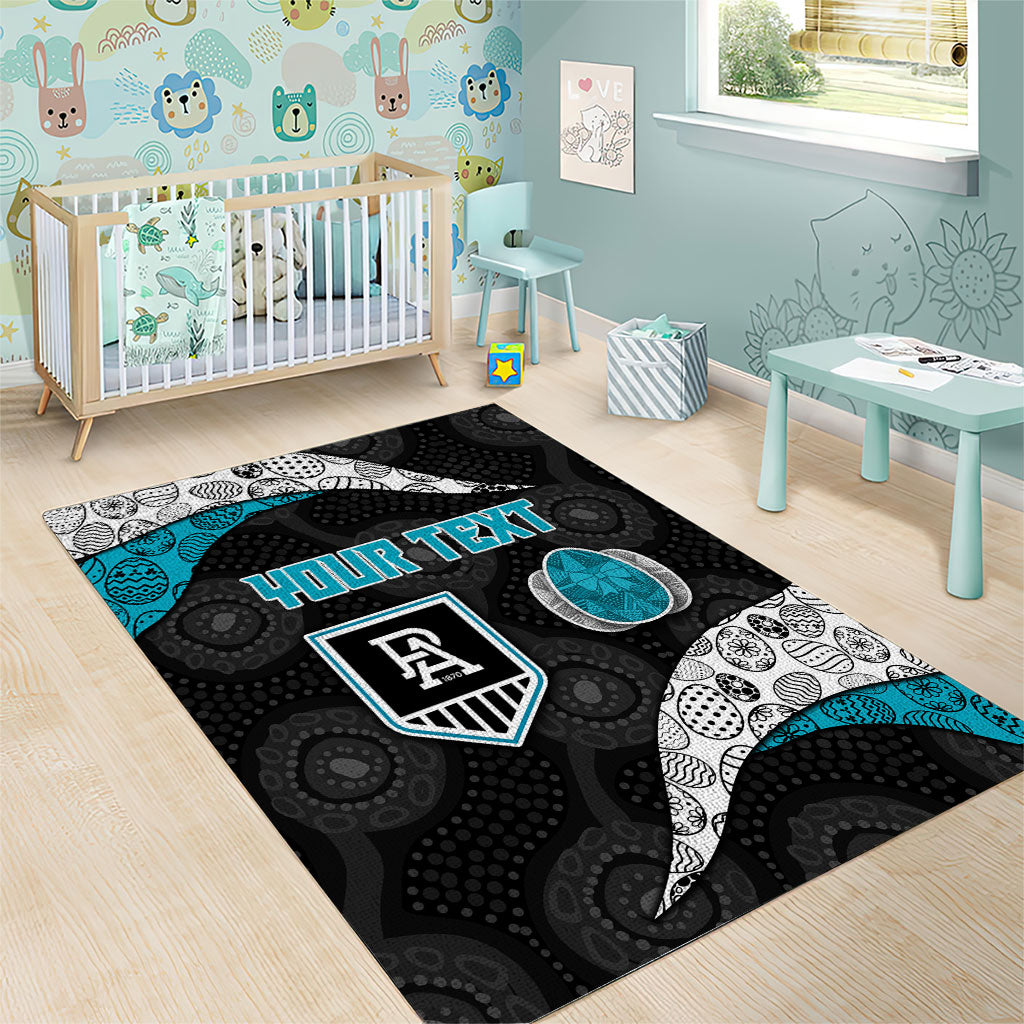 Personalized Power Football Area Rug Easter Egg Pattern Teal Monochrome Tribal Dot Style