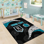 Personalized Power Football Area Rug Easter Egg Pattern Teal Monochrome Tribal Dot Style