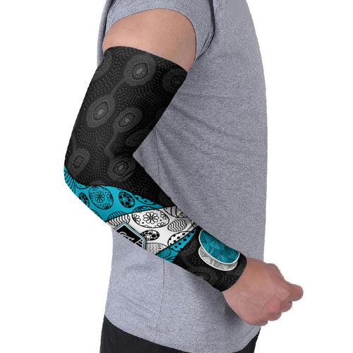 Personalized Power Football Arm Sleeves Easter Egg Pattern Teal Monochrome Tribal Dot Style