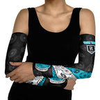 Personalized Power Football Arm Sleeves Easter Egg Pattern Teal Monochrome Tribal Dot Style