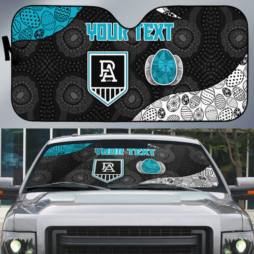 Personalized Power Football Auto Sun Shade Easter Egg Pattern Teal Monochrome Tribal Dot Style
