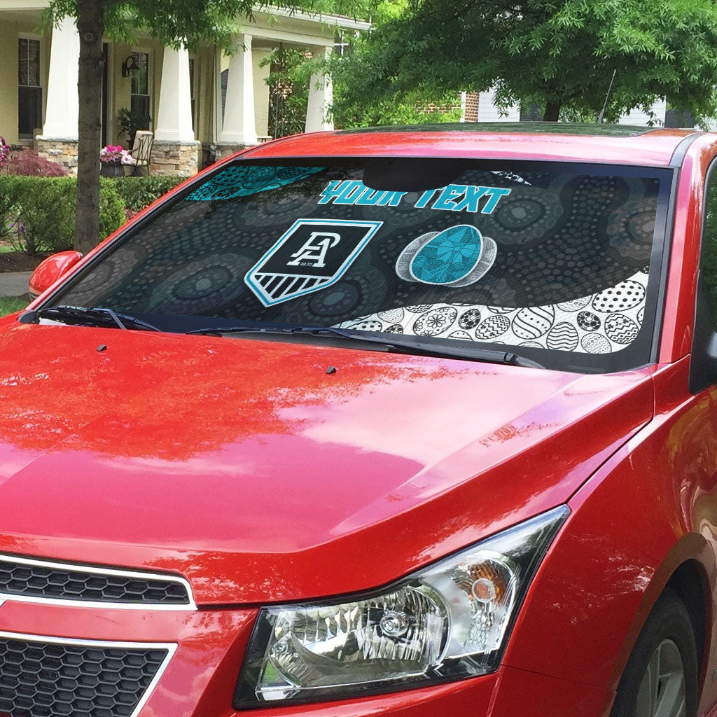 Personalized Power Football Auto Sun Shade Easter Egg Pattern Teal Monochrome Tribal Dot Style