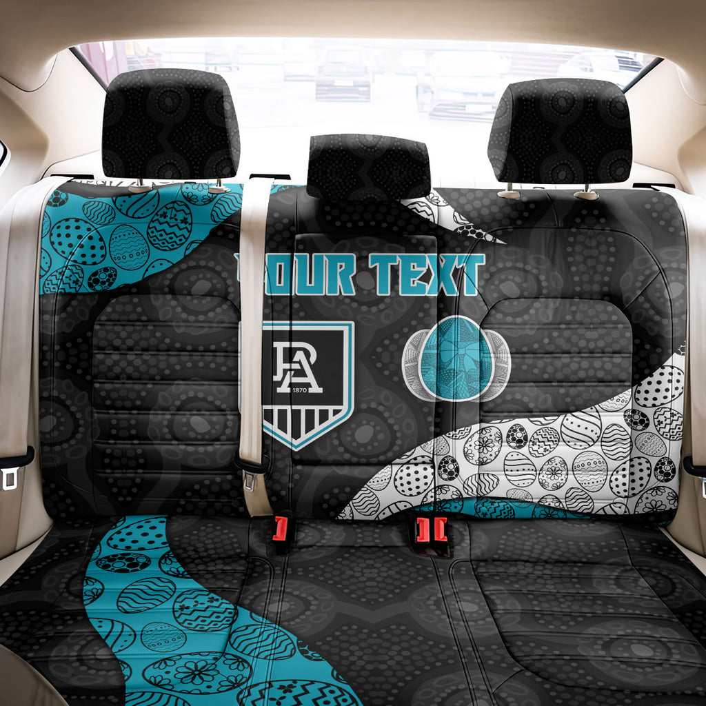 Personalized Power Football Back Car Seat Cover Easter Egg Pattern Teal Monochrome Tribal Dot Style