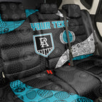 Personalized Power Football Back Car Seat Cover Easter Egg Pattern Teal Monochrome Tribal Dot Style