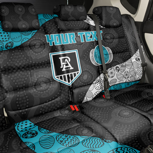 Personalized Power Football Back Car Seat Cover Easter Egg Pattern Teal Monochrome Tribal Dot Style
