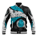 Personalized Power Football Baseball Jacket Easter Egg Pattern Teal Monochrome Tribal Dot Style