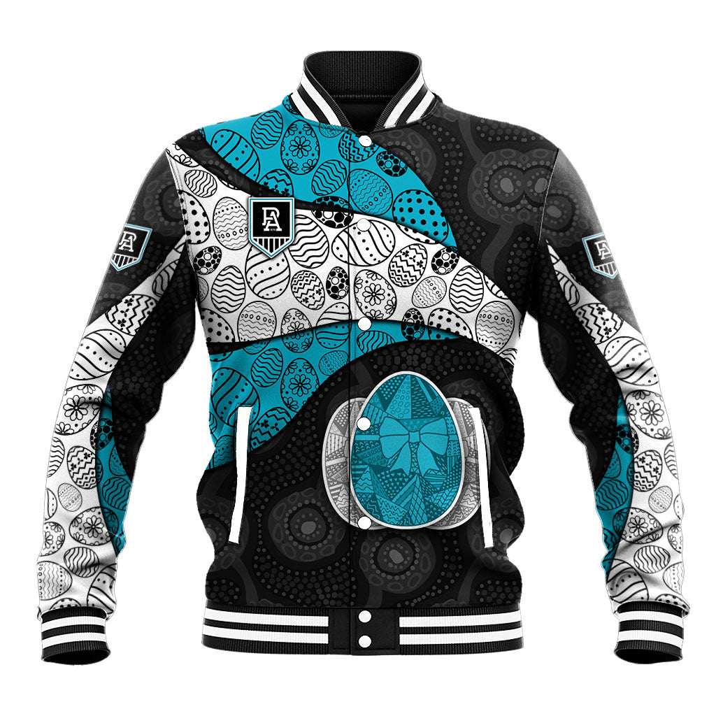 Personalized Power Football Baseball Jacket Easter Egg Pattern Teal Monochrome Tribal Dot Style
