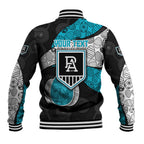 Personalized Power Football Baseball Jacket Easter Egg Pattern Teal Monochrome Tribal Dot Style